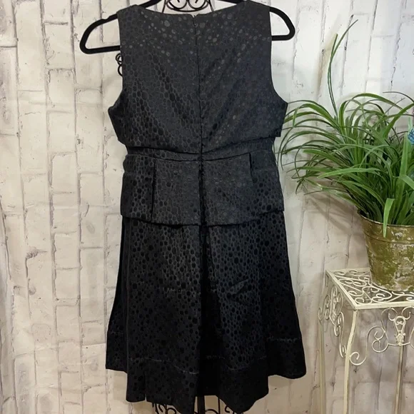 Tulle for Anthropologie Black Polka Dot Sleeveless Peplum Pleated Midi-Dress - Picture 6 of 11